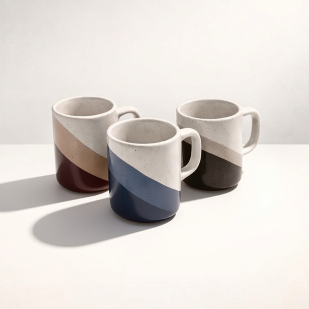 VINTAGE RETRO 70’S SURFS‎ SHACK STYLE COFFEE MUGS - SET OF 3 - MADE IN KOREA -
